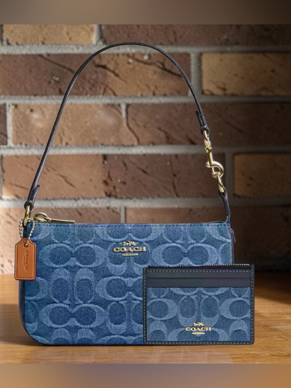 Coach Nolita 19 In Signature Denim with Card Case NWT